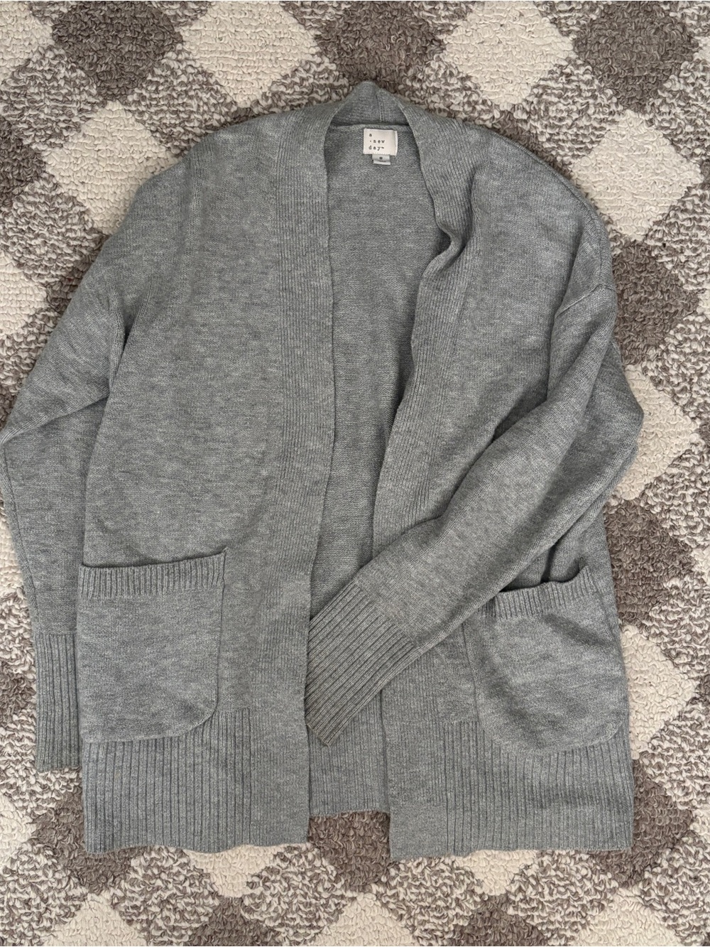Gray Open-Front Cardigan Sweater